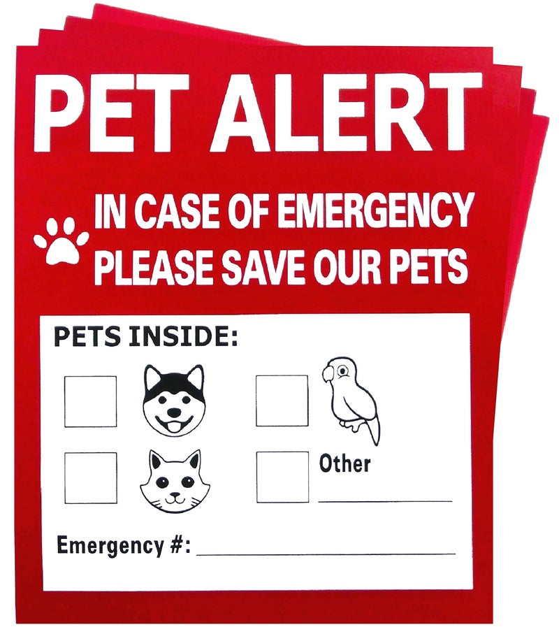 Chyobo Pet Alert Safety Fire Rescue Sticker - 4 Pack,In Case of Fire Notify Rescue Personnel to Save Pets - Image 1
